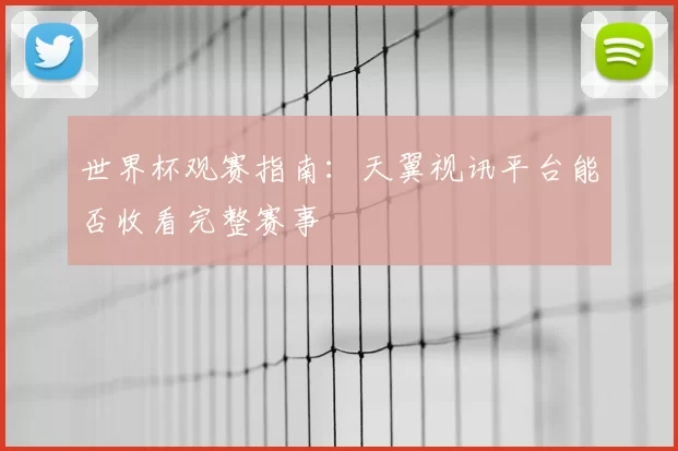 世界杯观赛指南：天翼视讯平台能否收看完整赛事
